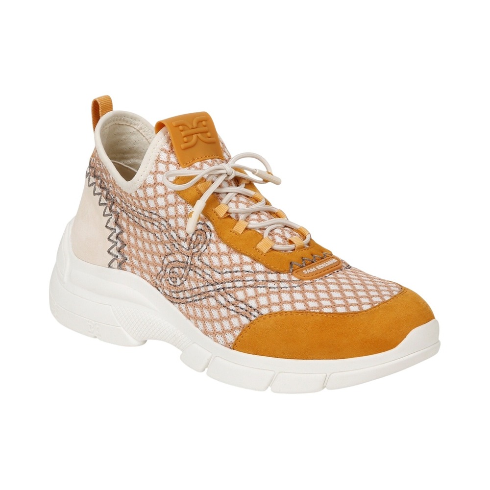 Sam Edelman Chelsie Yellow Knit Suede Low Top Sneakers I9586M3700 Womens 8.5 M